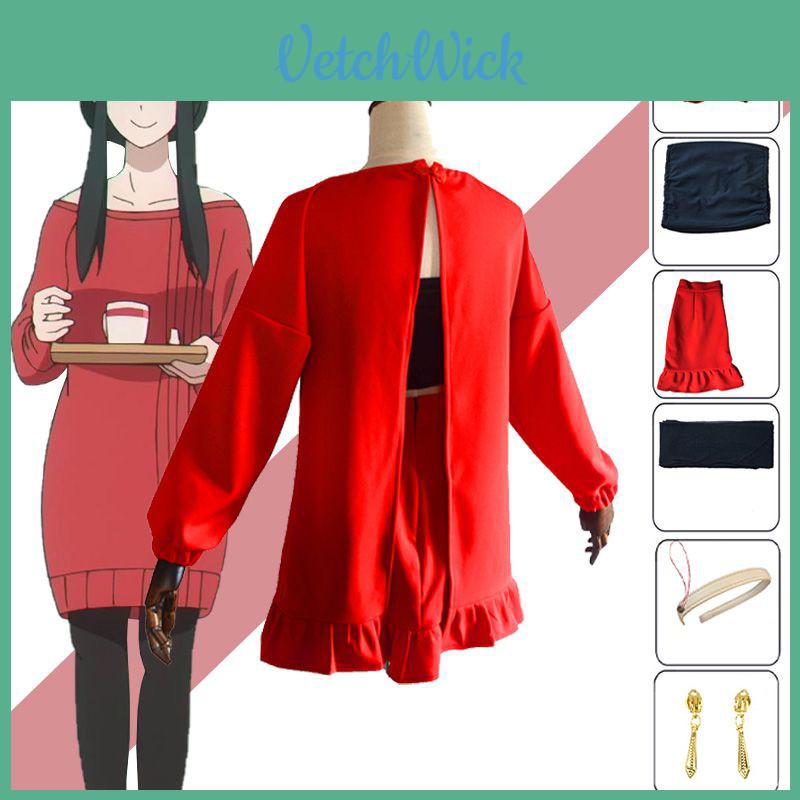 Spy×family Yor Forger Cosplay Costume Dress Set For Halloween Party