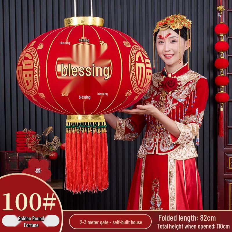 2025 Luxury Flocked Lantern with Fu Character for Spring Festival