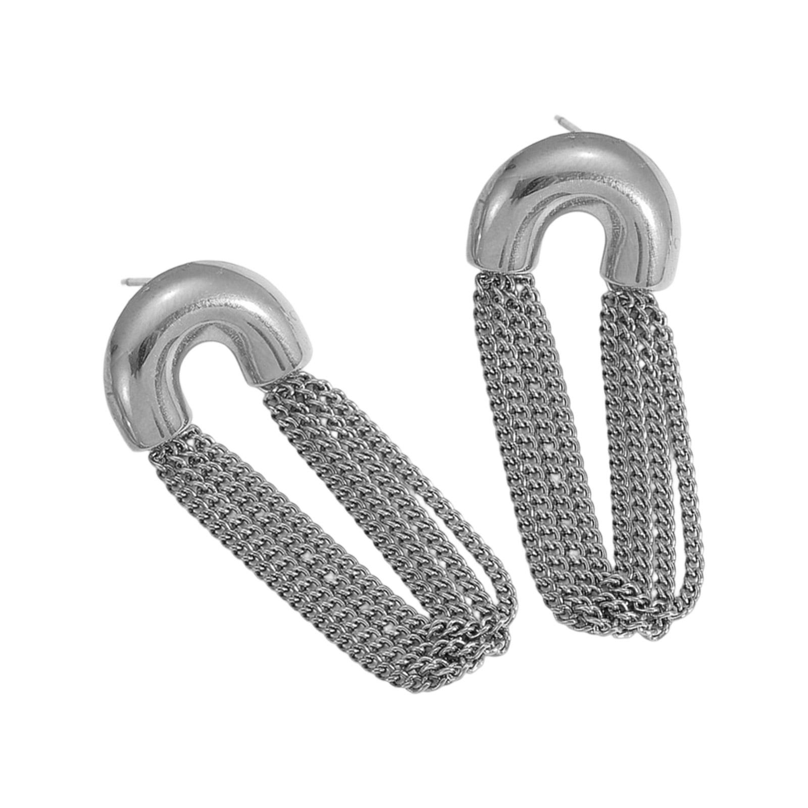 

Long Tassel Dangle Earrings With Multi Chain Details Premium Alloy Material Versatile For Casual Evening Outfits