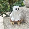 Halloween Skateboard Ghost Statue Cute Resin Ghost on A Skateboard Figurine for Tabletop Centerpiece Bookshelf Tiered Tray Decor