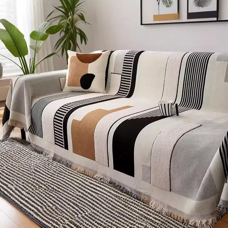 Sofa cover cloth towel four seasons universal non-slip all-inclusive light luxury geometric sofa cover one piece full cover sofa cushion
