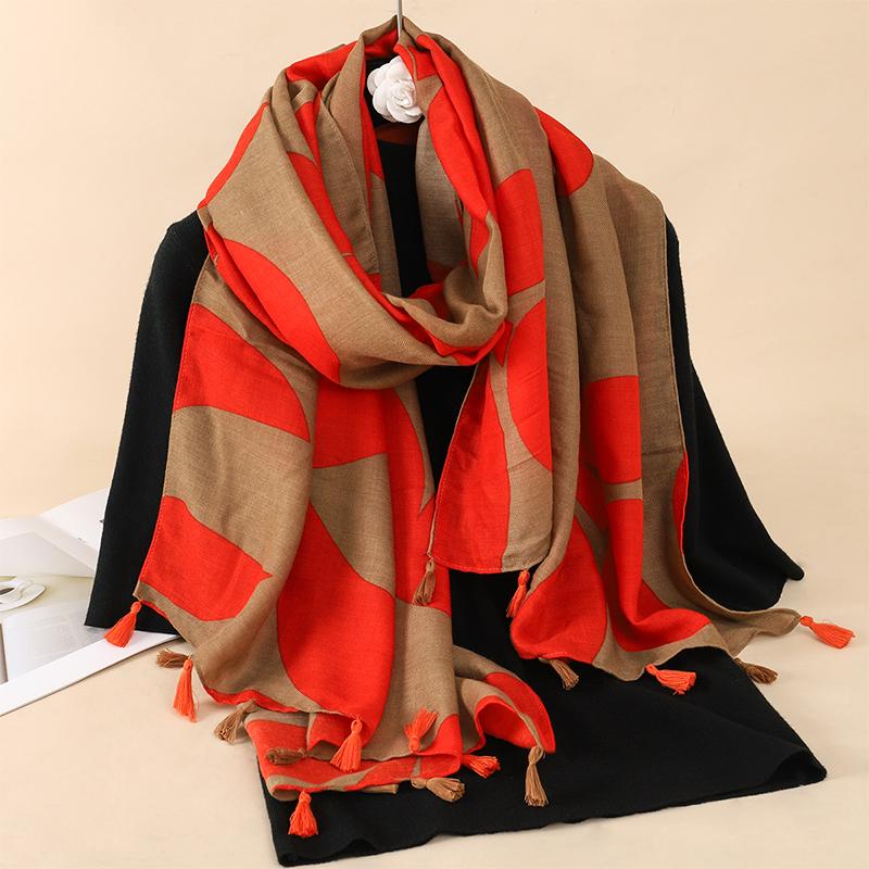 90*180CM New Fashion Printed Soft Linen Cotton Scarf Shawls Abstract Floral Tassel Viscose Scarves Lady High Quality Long Hijab