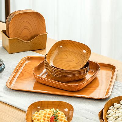 Kreativní imitace dřeva, plastový talíř na svačinu, ocetová miska, domácí sushi, snídaně, sušené ovoce, svačinový tácek, kostní plivací miska