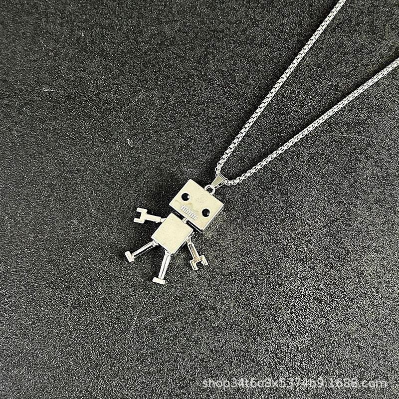 Unisex Trendy Titanium Steel Robot Necklace & Keychain Pendant - Hip Hop Style