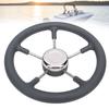 13 Inch Stainless Steel Boat Steering Wheel with Foam Grip 5 Spoke 15 Degree Angle for Boat Yacht