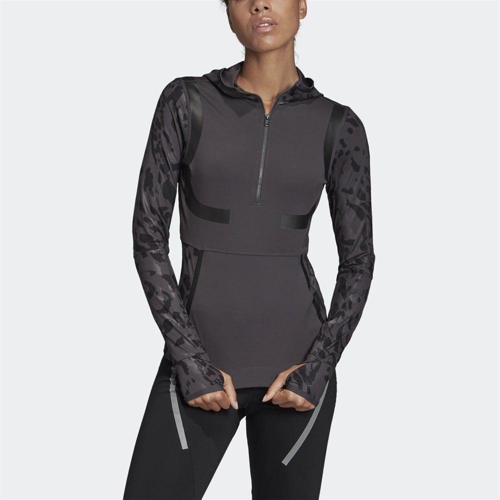 Adidas X Stella McCartney Collaboration Run Comfortable Soft Long Sleeve Hoodie Women hoodies Gray EI0837