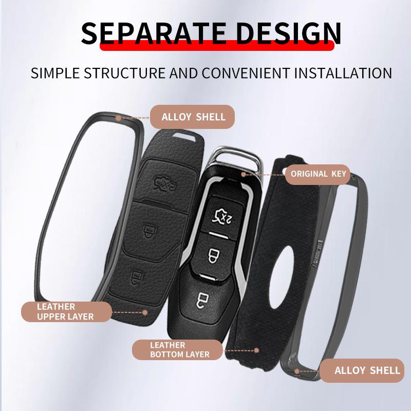 Innenraumleisten Metall Auto Schlüsselhülle Abdeckung Für Ford Focus 3 4 ST Mondeo 5 MK5 Mustang F-150 Explorer Edge Fiesta Kuga MK3 4 Pro