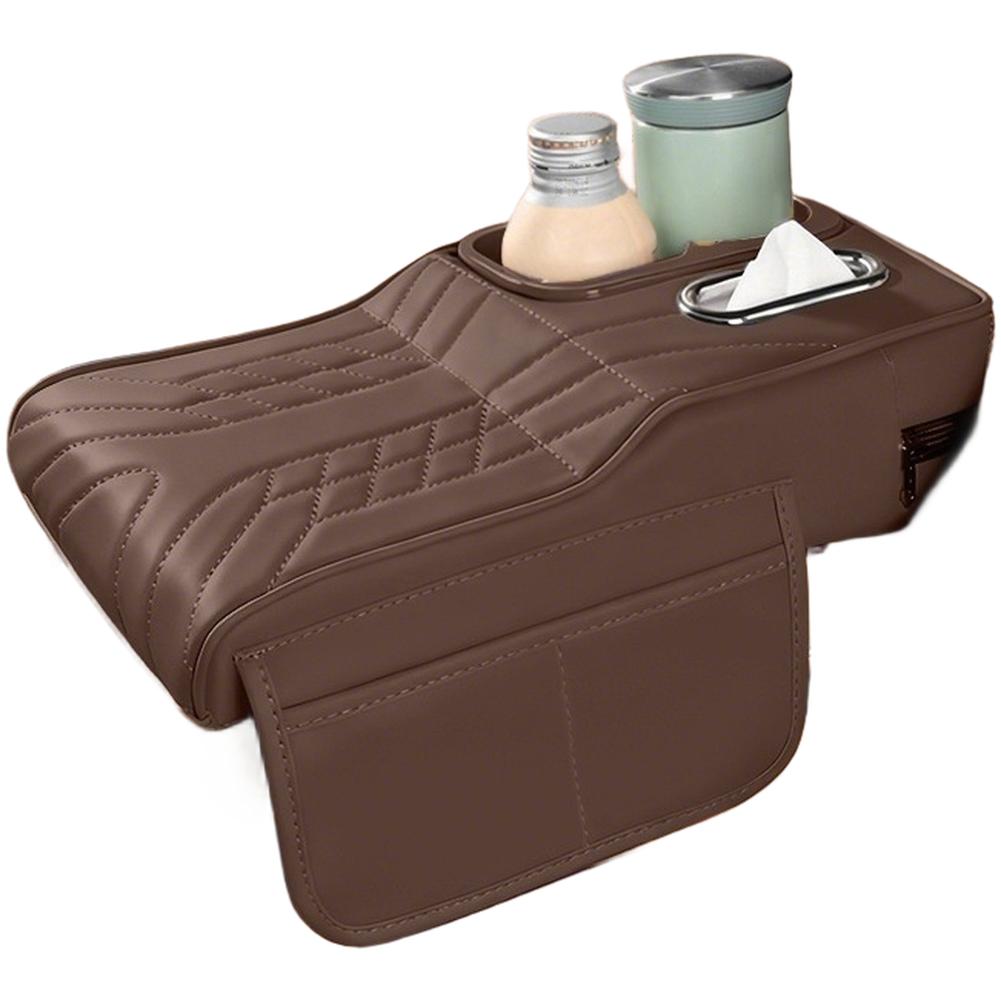 Car Armrest Box Height Increase Cushion Pad With Cup Holder & Storage Organizer Adjustable Automotive Interior Accessories