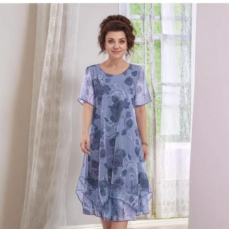 European & American Plus Size Women's Dress with Print - 2025 Collection