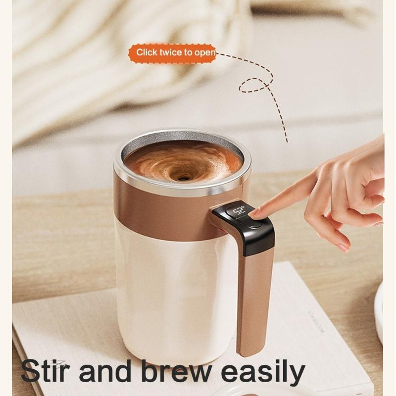 USB Rechargeable Mixing Coffee Mug Automatic Stirring Cup with Digital Temperature Display for Office and Home Use