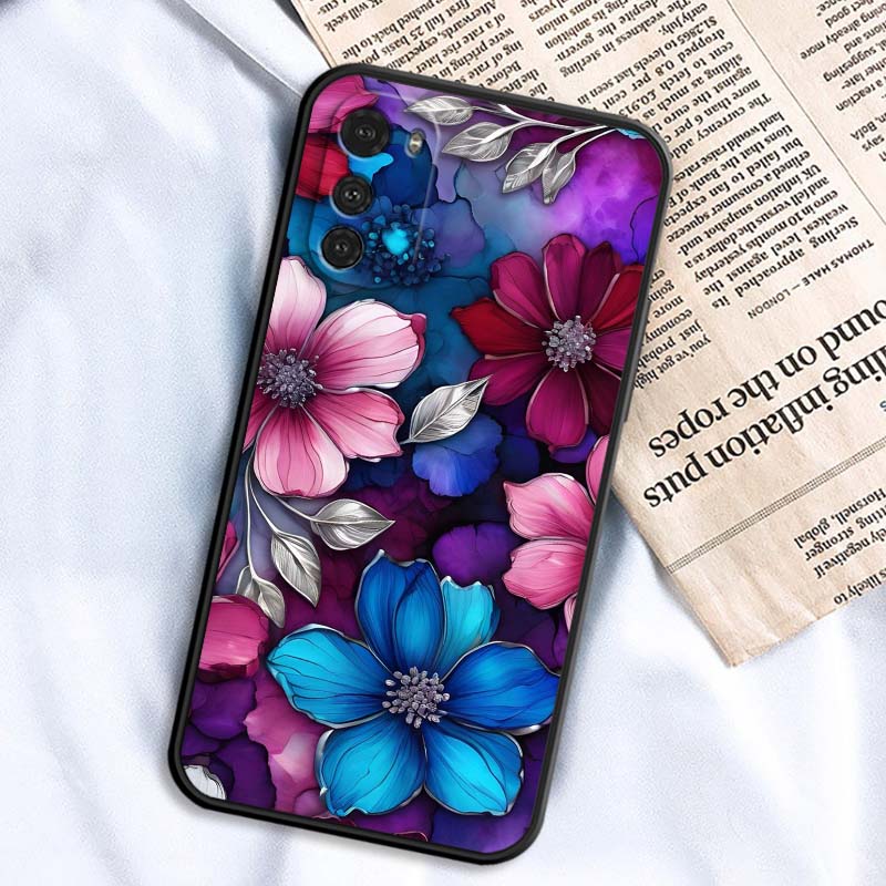 

Чехол для телефона с узором «Цветок бабочка» для Motorola G85 Edge 50 G24 G35 G14 G04 40 G72 G34 G G54 G13 G32 5G Черный Motorola Moto G13