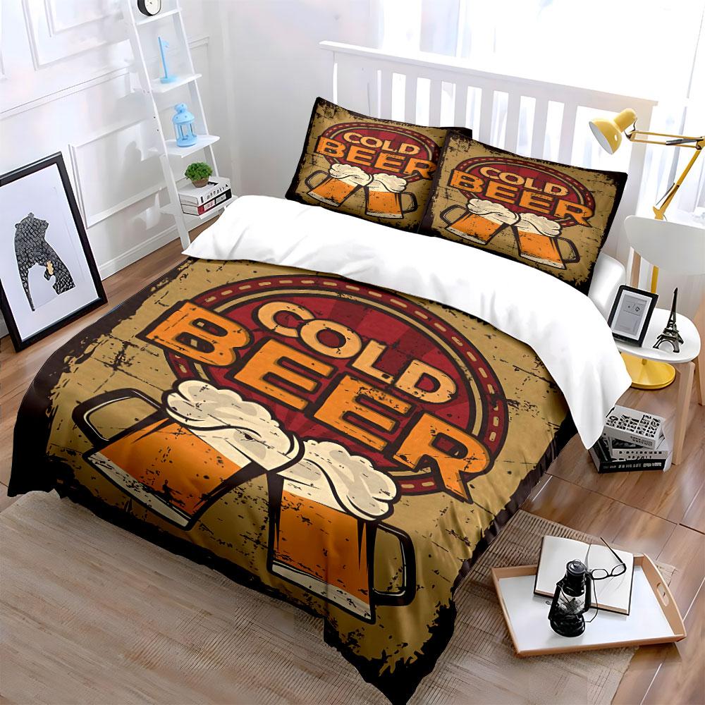 Beer Mugs and Text. Bedding Sets Duvet Cover Sets Duvet Covers Pillowcases(1 * Duvet Cover 2 * Pillowcases, Without Duvet Insert)