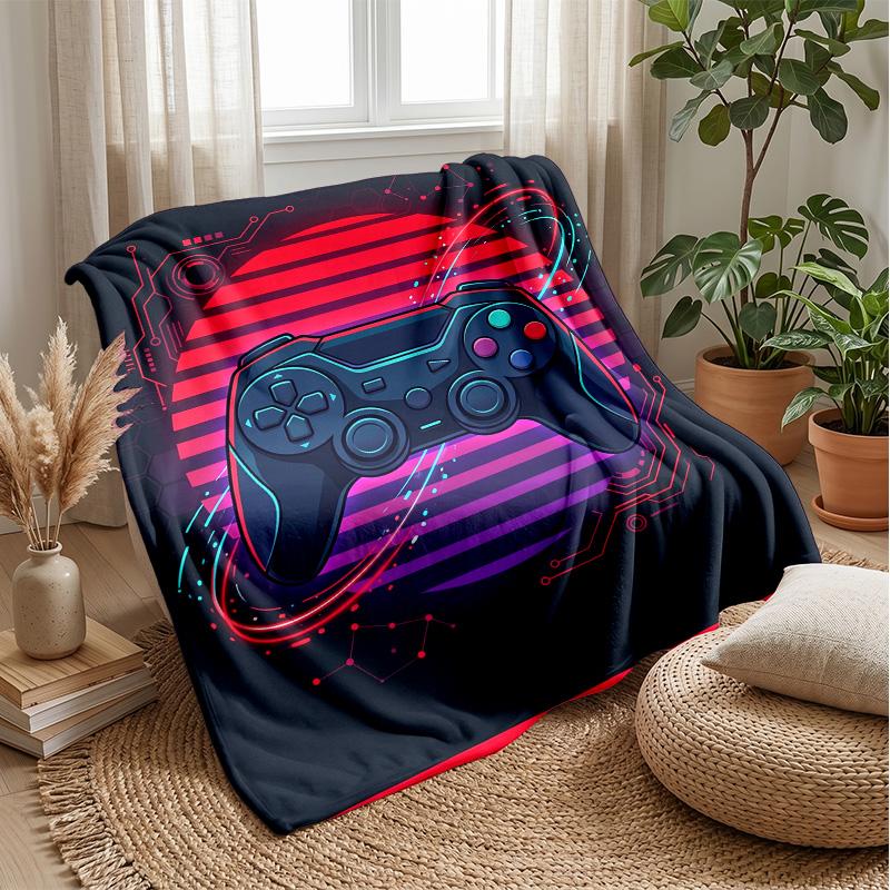 Gaming Controller Graffiti Theme blanket Lightweight Warm Flannel Blanket Decorative Throw Blanket for Home Decoration