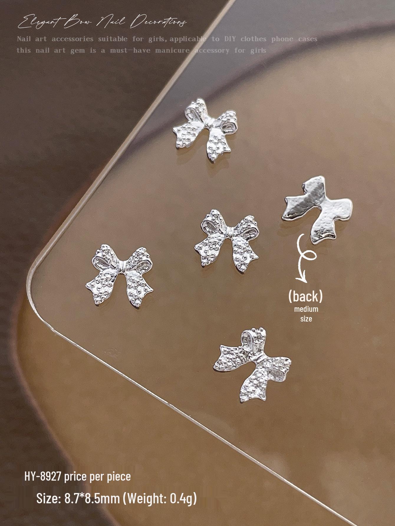 3D Butterfly Gold & Silver Bow Nail Art Accessories - Hot-Selling Metal Decorations