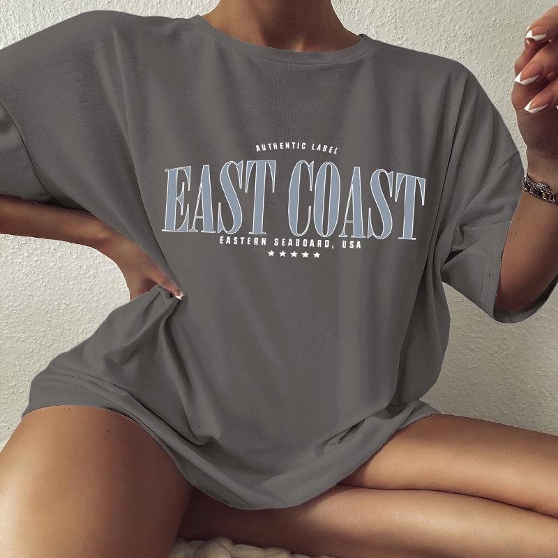 Barevné nadměrné tričko East Coast Legrační letní styl Volné tričko Dámské Trendy Ležérní Bavlna Estetický top