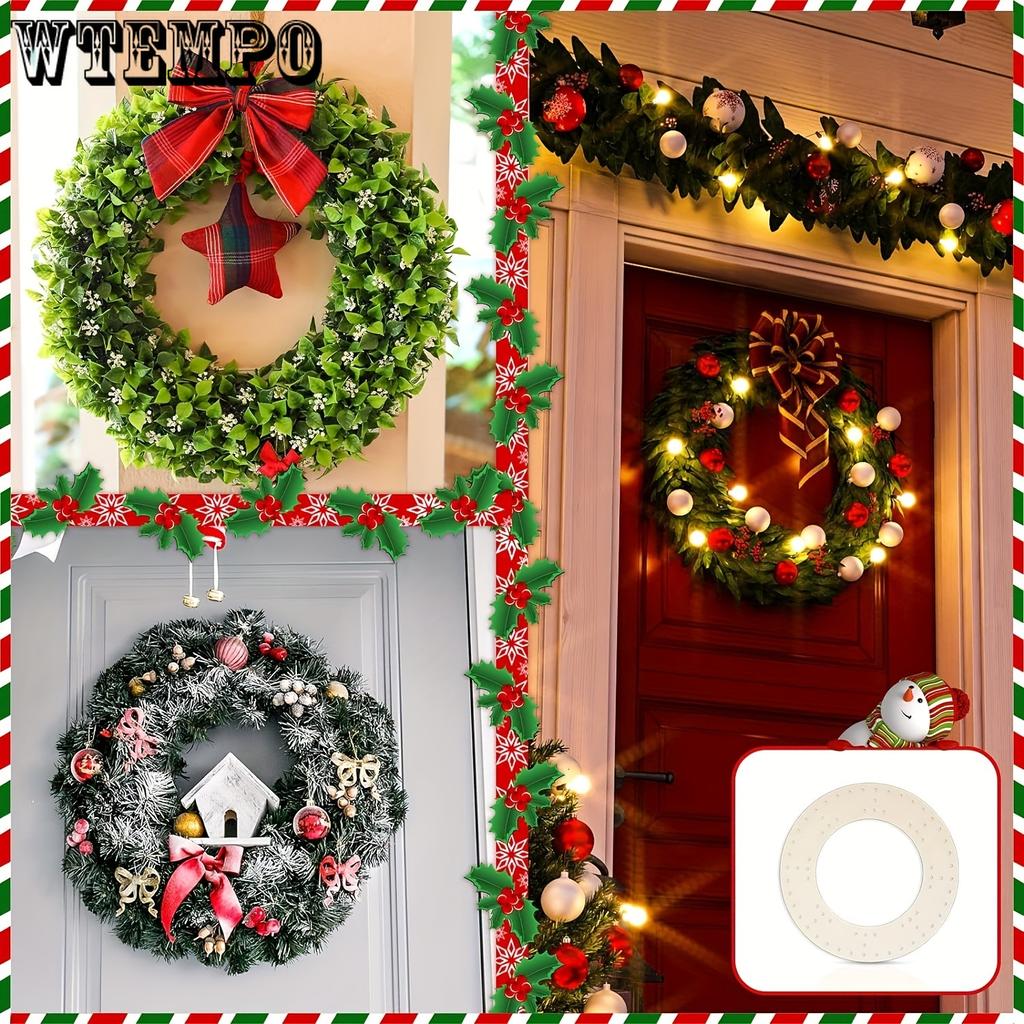 4 Stück Holzhandwerk Kreis Kranzrahmen mit Nylonkabelbindern - DIY Feiertag Valentinstag Halloween Weihnachten Hochzeitskranz Dekorationen