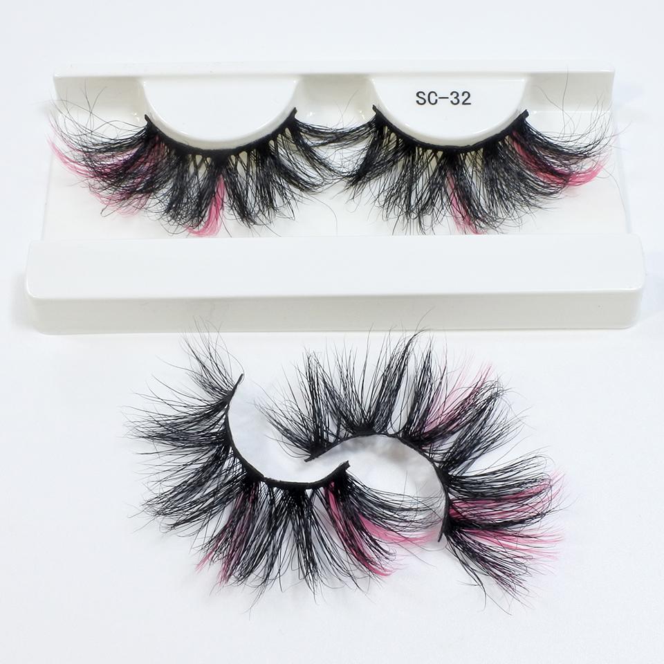 25mm Mink Eyelashes Newest Colored Lashes Dramatic Party Long Volume 3d Eyelashes Supplies Makeup False Eyelashes