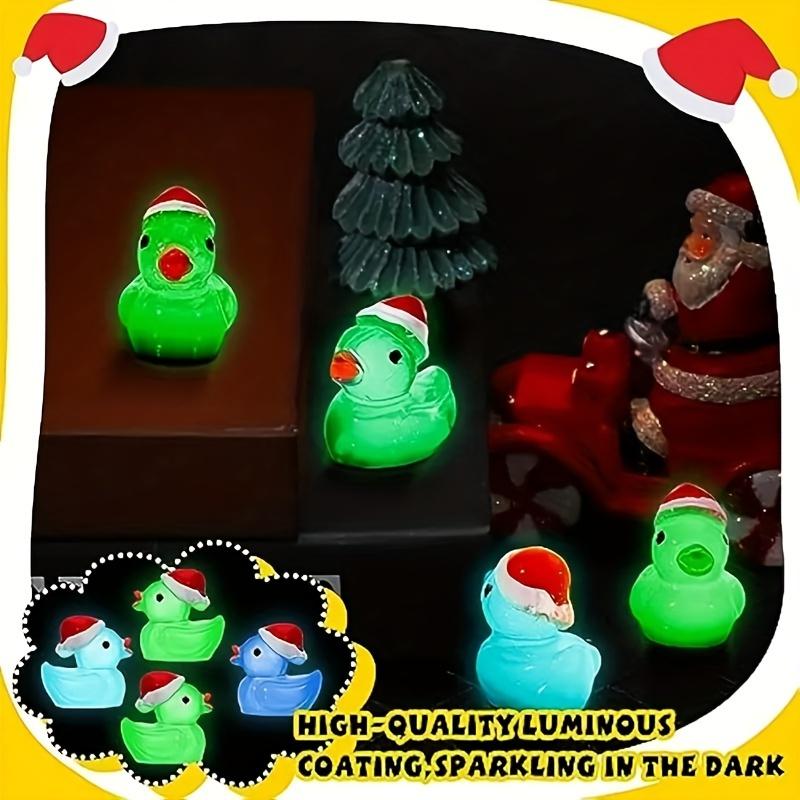 50 Stück Leuchtende Weihnachten Mini Harzente Leuchten im Dunkeln Kleine Ente Miniaturfiguren Für Party, DIY Mikro-Landschaftsdekor