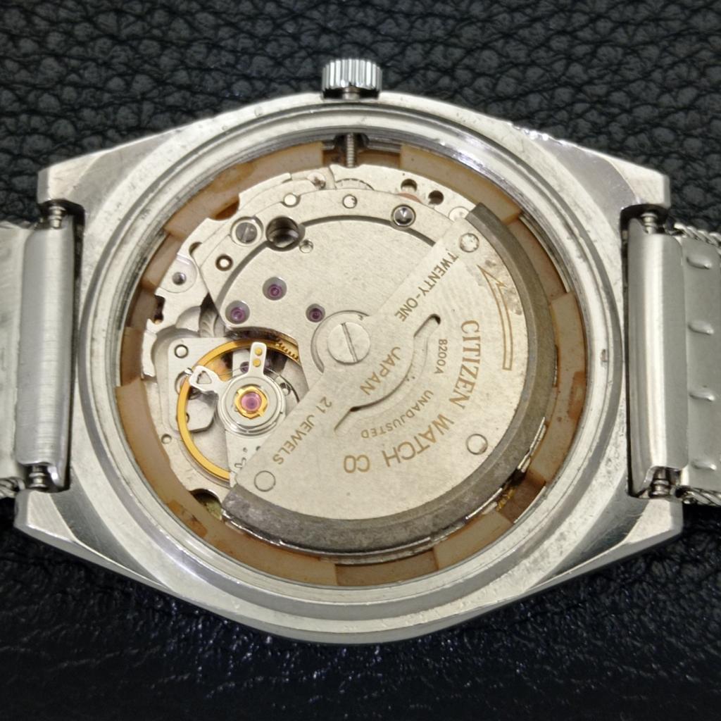 GEBRAUCHTE VINTAGE CITIZEN AUTOMATIC 8200 JAPAN HERRENUHR MIT BLAUEM ZIFFERBLATT a434851-2 R123-a434851