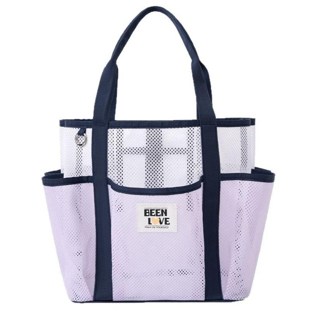 Foldable Handheld Mesh  Beach Bag Breathable Swimming Handbag Portable Toiletry Tote Bag  Travel