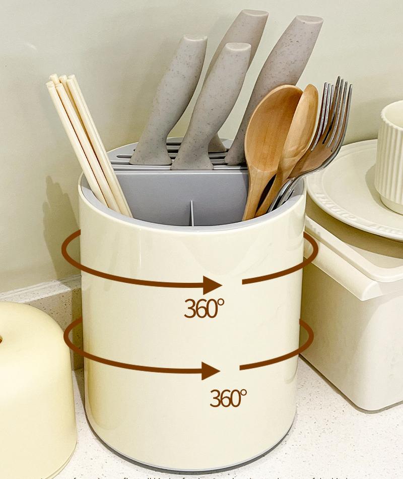 Multifunctionele Draaibare Messenhouder Messenblok Messenkoffer Chopstick Opbergvat, Lepel, Mes Geïntegreerd Opbergrek