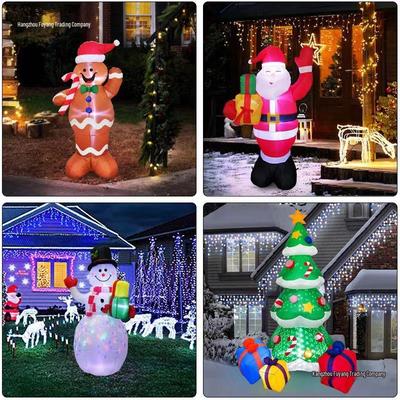 Großes leuchtendes Weihnachts-Aufblasbares: Schneemann, Baum, Weihnachtsmann & Lebkuchenmann zur Außendekoration