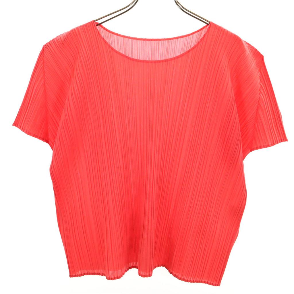 PLEATS PLEASE Made In Japan Short Sleeve Pleated T-shirt 3 Red Women Used