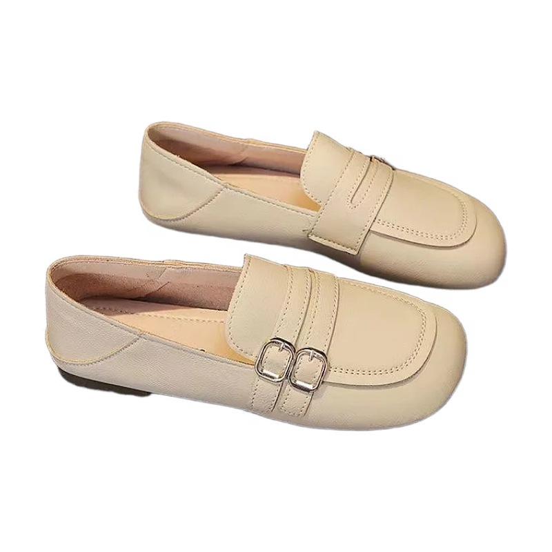 Korean version of flat-soled single shoes for women in the autumn of 2025, the new versatile one-pedal two-wear shallow-mouth soft-soled soft-leather 