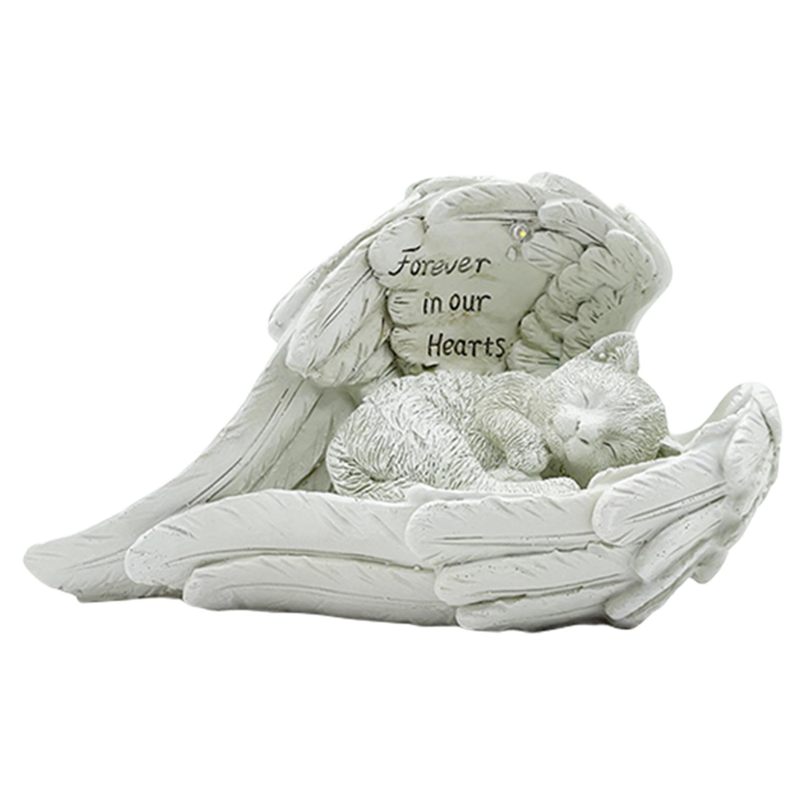 Pet Memorial Garden Statue with Solar Light Commemorative Pet Resin Ornaments Pet Memorial Resin Statue for Home & Garden Decor