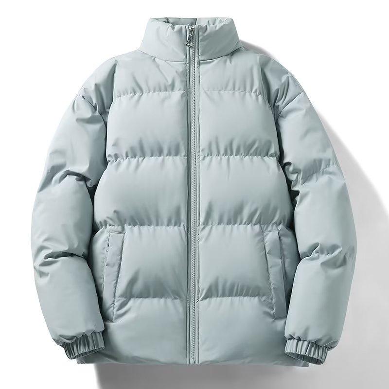 Men's and Women's Winter Stand Collar Down Jackets - Thick, Solid Color, Casual Fit