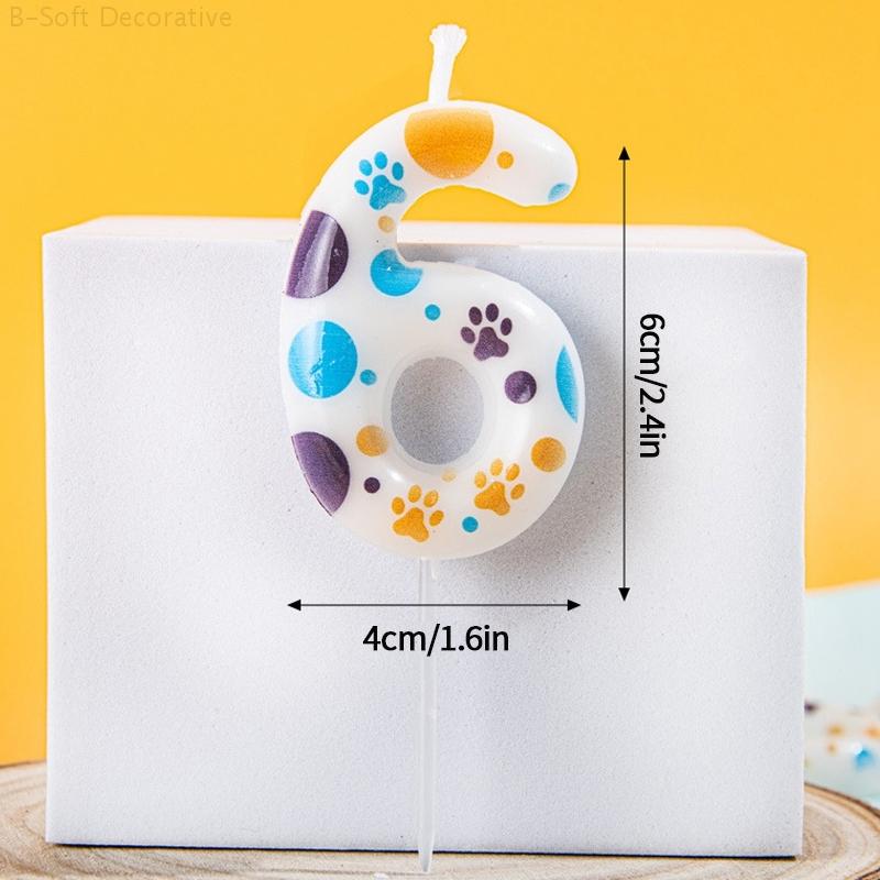 Blue Dog Paw Print Birthday Candles 0-9 Digital Candle Numeral Cupcake Topper Decorations for Pets Kids Birthday Party Supplies