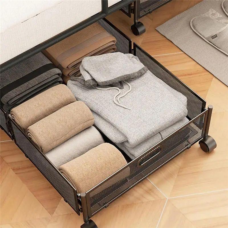 Under The Bed Quilt Storage Bins Large Capacity Rolling Iron Drawer For Clothes, Blankets Foldable Shoe Organizer