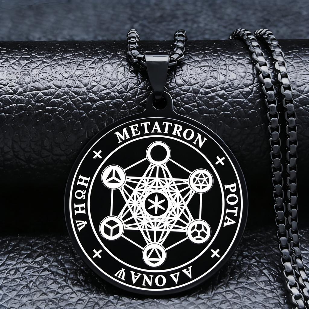 Necklace Vintage Metatron Cube Men's Round Pendant