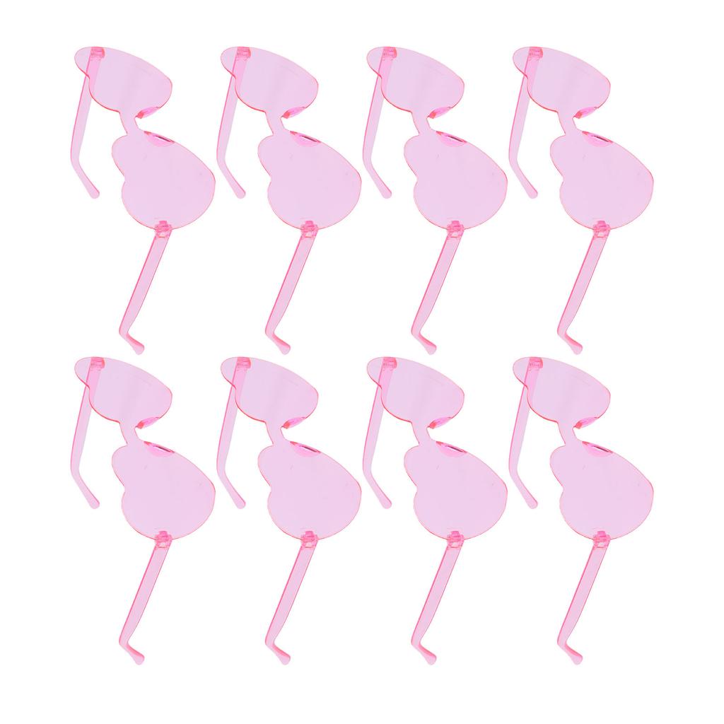 8 Pairs Heart Shaped Sunglasses Love Pink Candy Color Rimless Heart Shaped Sunglasses for Women Pink