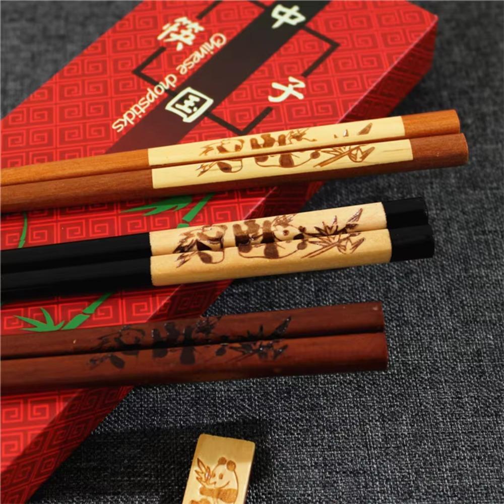 2 Pair Non-slip Panda Chopsticks Gift Set With Chopstick Rest Sushi Chopsticks  Present