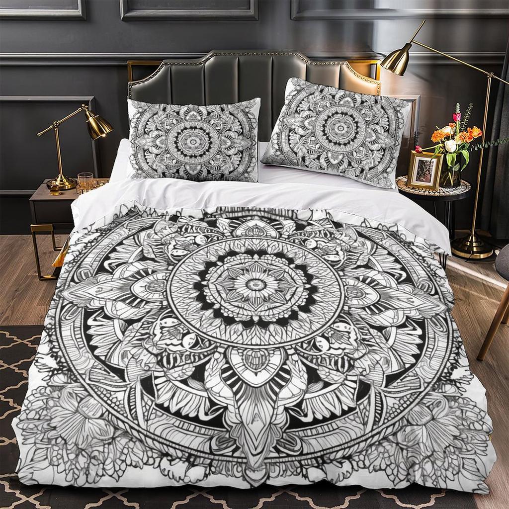 3D Digital Printing Mandala Series Quilt Cover Pillowcase Two Or Three-Piece Set Polyester Abraded
