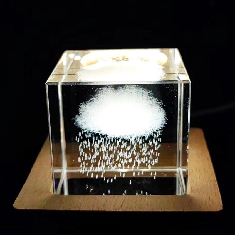 Crystal Cube Night Light: Creative Home Decor & Souvenir Gift for Girls' Birthdays