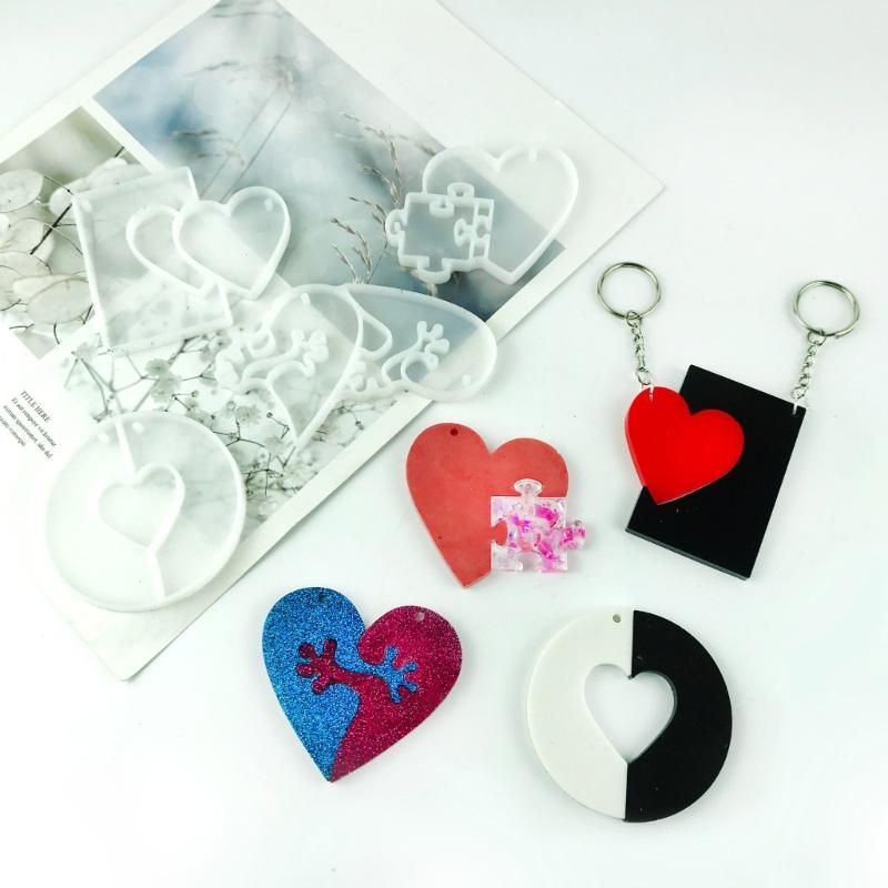 Heart Silicone Resin Mold,Valentines Epoxy Casting Mold for DIY Crafts Pendant Jewelry Making Keychain Silicone Mold