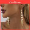 White Chic Geometric Pearl Earrings With Chain Tassels For 2023 Women