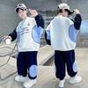 Boys' Autumn Set 2026 New Mid sized Children's Autumn Dress Loose Boys' Spring and Autumn Style Children's Splicing Hoodie Handsome