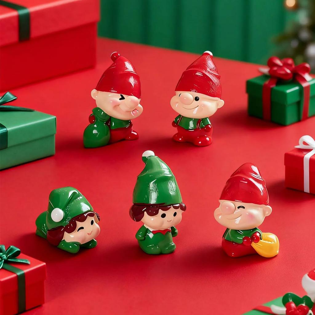 6PCS Mini Christmas Elves Figurines Cute Elves Little People Decoration Ideal For DO IT YOURSELF Fairy Garden Christmas Tree Holiday Decoration