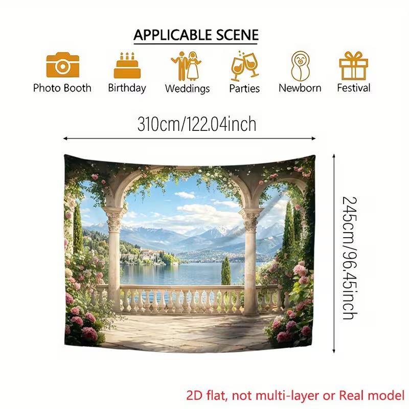 2D Floral Arch Balcony Backdrop Outdoor Wedding Photography Decor