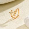 Dainty Gold Color JESUS Cross Ring Sparkling CZ Christian Open Band Ring Inspirational Religious Jewelry for Women Easter Gift