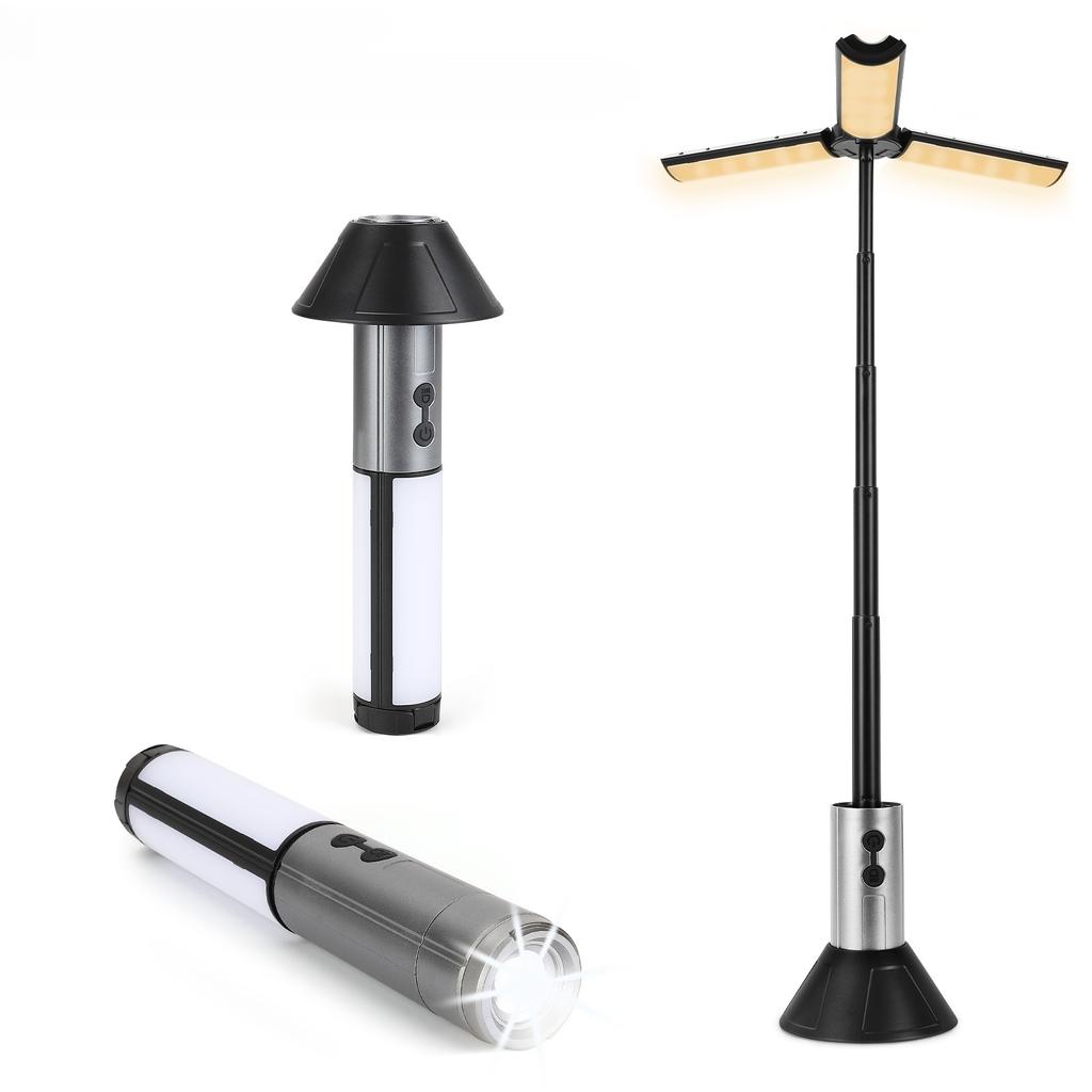 2-in-1 Rechargeable Camping Lantern & Flashlight, Telescopic Design with Hook, Multi-Use Outdoor Emergency & Work Light