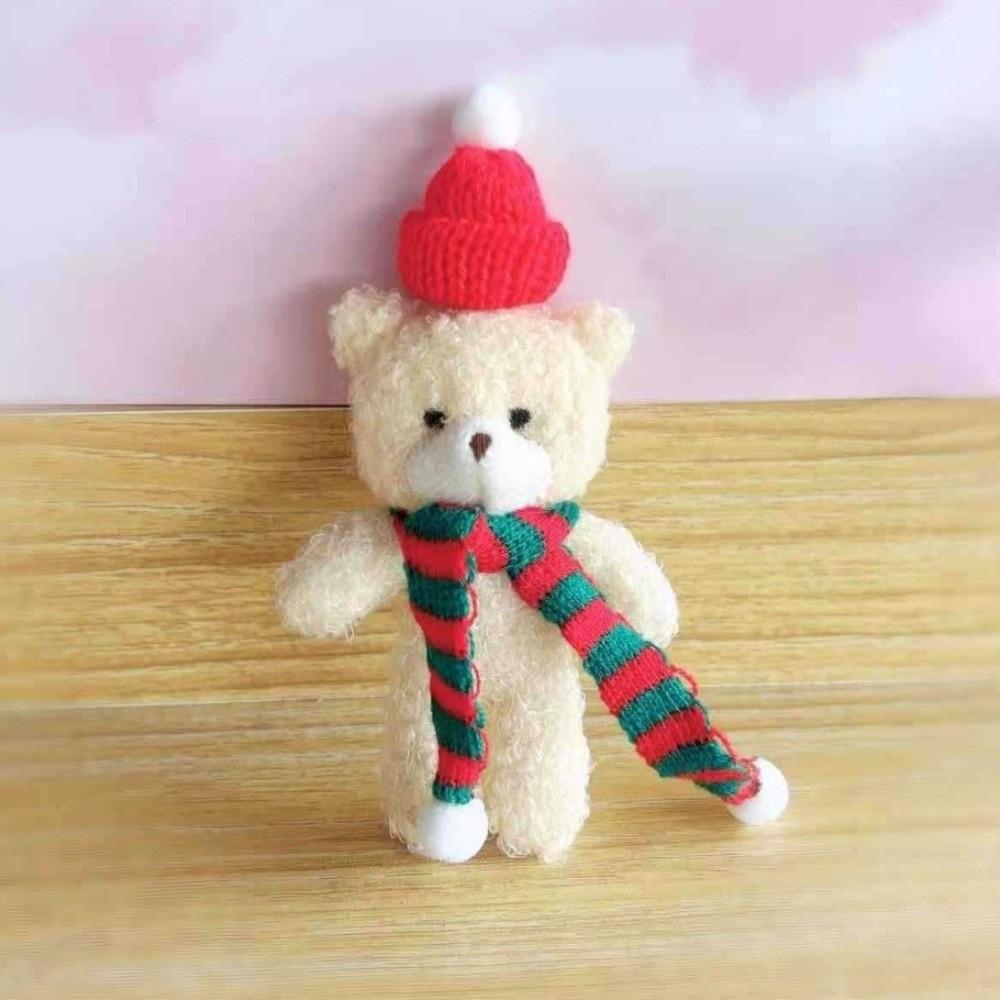 6pcs New Christmas Teddy Bear 16cm Size Bag Decor Xmas Tree Charm Plushie Multi-color Cute Animal Pendant Holiday Decor