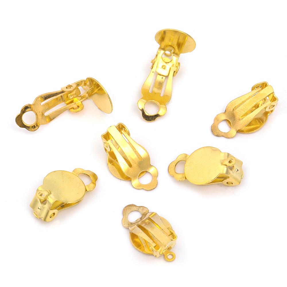 50pz Clip Auricolare Piatta Rotonda Base Vuota per Impostazione Nessun Foro Vassoio Portacabochon Orecchini Per Creazione Gioielli Accessori per Orecchini