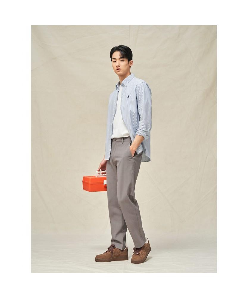 Binpolmen Wool Blend Seersucker Set-Up Tapered Pants Beige