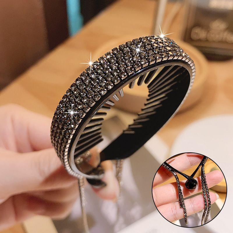 Neuer koreanischer Strass Haarspangen-Clip Stirnband Elegante Blume Haar-Krabbe Haarklammern für Damen Kopfschmuck Haarschmuck Pferdeschwanz Haarspangen