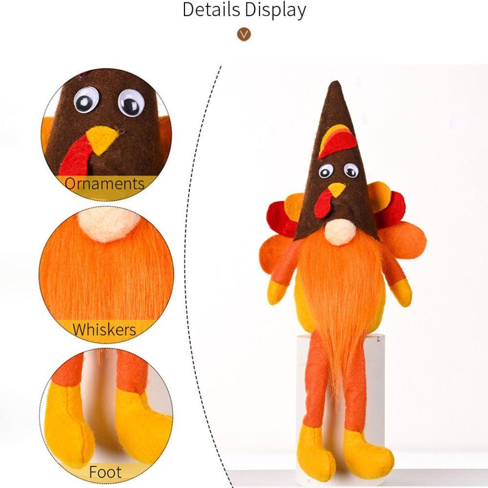 Creative Autumn Turkey Rudolf Doll Ornament Cute Miniature Figurine Sculpture  Harvest