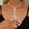 Floral Zircon Necklace Set Women Plated Bridal Jewelry With Earrings Elegant Wedding Party Accessory